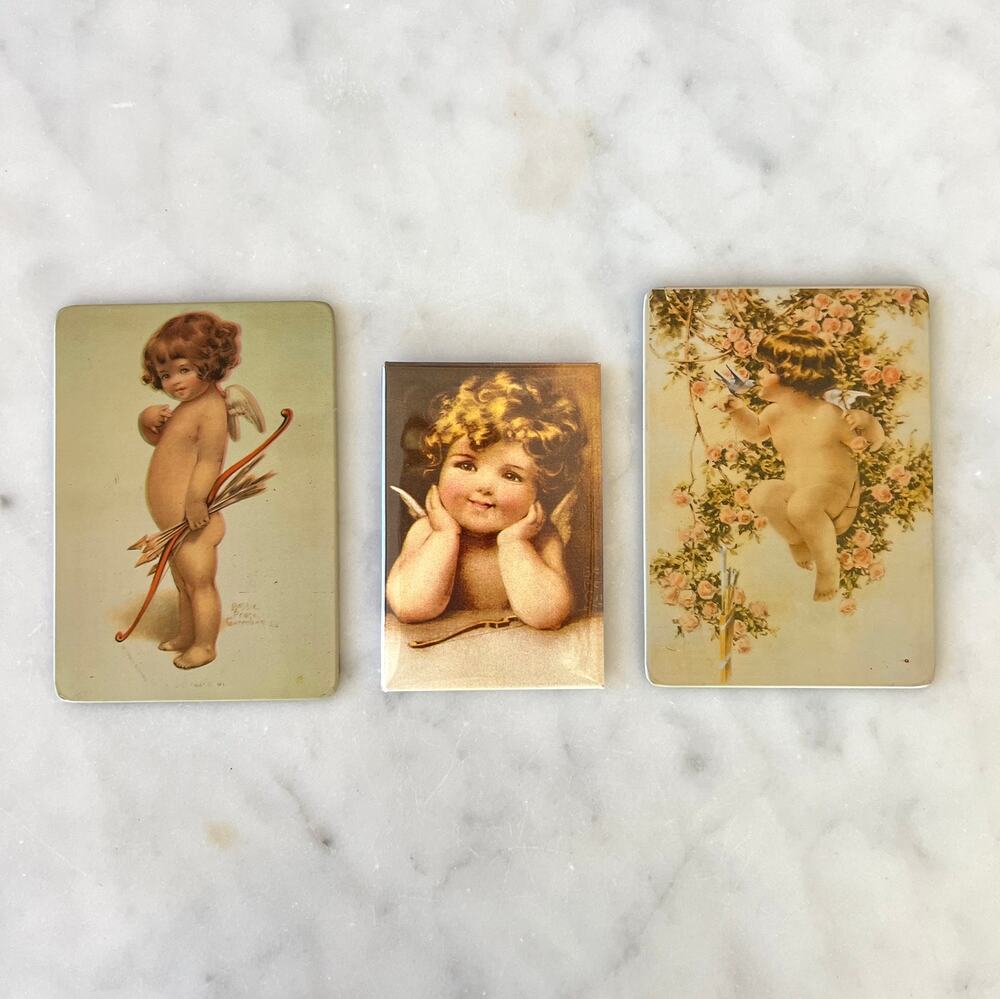 Vintage 90s Victorian Era Cherub Angel Magnets / Set of 3
